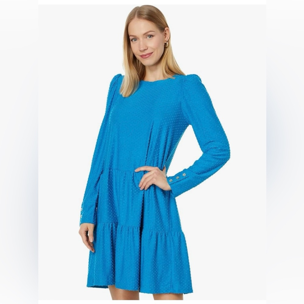 Lilly Pulitzer Teal Bay Arlette Cozy Knit Swiss Dot Mini Dress